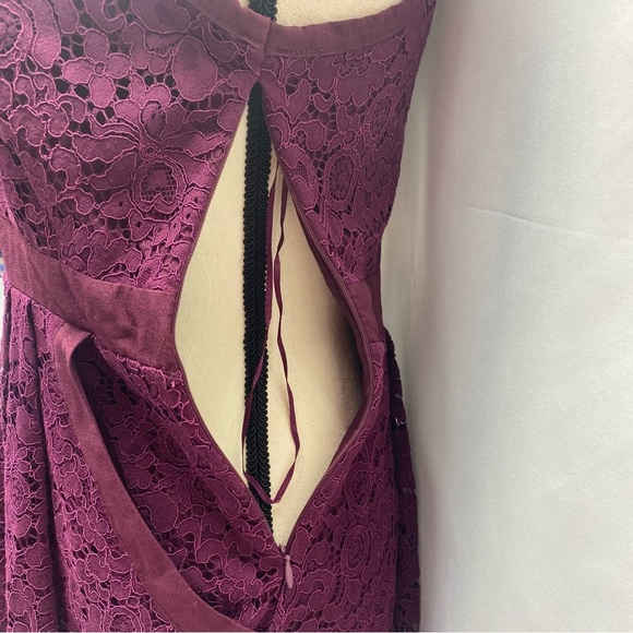 Free People Purple Fit and Flare Lace Mini Dress Cut Out Back Side Zipper - Picture 5 of 10